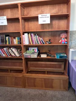 Wood Bookshelf with Bottom Storage