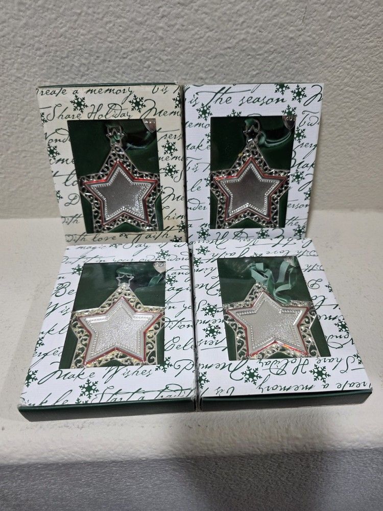 Things Remembered Christmas Star Ornament, Silver Metal, with 2014 Heart Charm