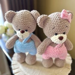 Handmade Crochet Teddy Bear In Shorts 
