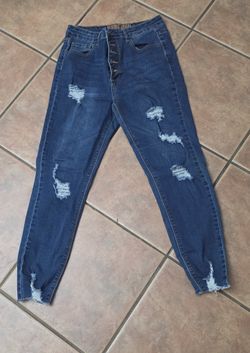 Flying Angel Distressed Skinny Jeans - Juniors Size 11 - Button Fly Ripped