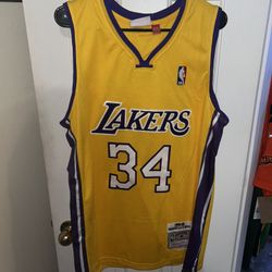 NBA Lakers Shaquille O'Neal yellow jersey Size XL