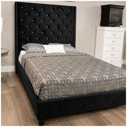 Black Velvet King Size Bed Frame | Mattress Sold Separately | Brand New | Delivery Available