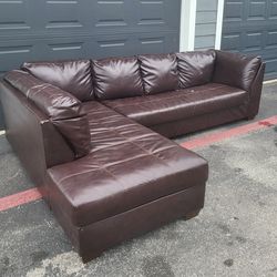 Two Piece L Shaped Leather Sectional  Couch