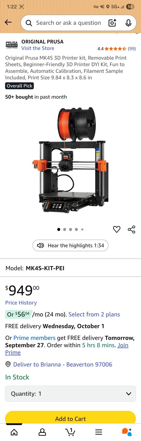 Pursa mk3 3d printer