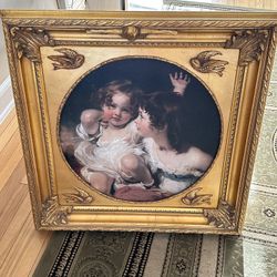 33inch by 33inch Victorian painting with antique wood frame