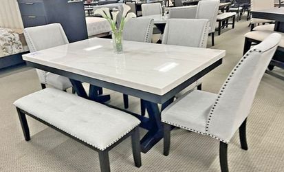 6PC Real Marble top Dining table set