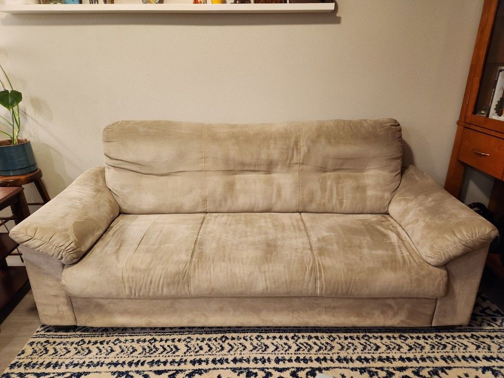 PENDING - Beige Microfiber Couch