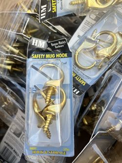 1 1/4” Brass Safety Cup Hook 3 Pk New