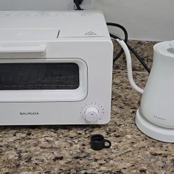 BALMUDA The Toaster Steam Oven Toaster, and BALMUDA The Electric Pour-Over Kettle, White