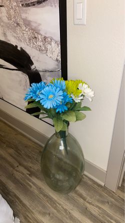 Decorative flower vase plus faux flowers