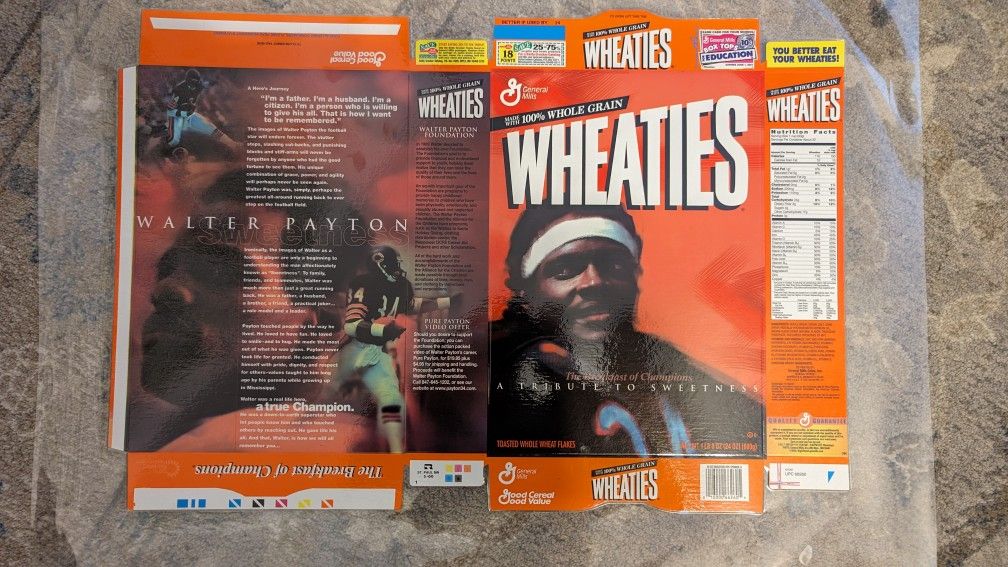 2000 Walter Payton Unassembled F/S Wheaties Box Tribute 25.5x17.5" 

