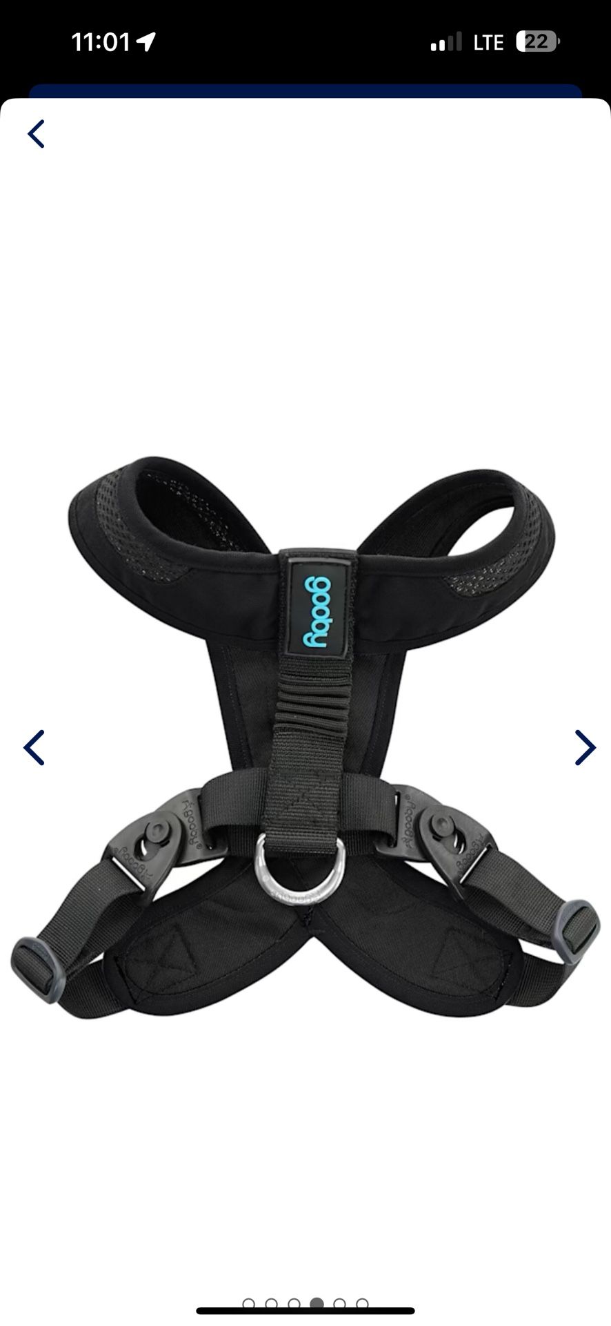 NWT Gooby Pet Escape Free Black Comfort X One Harness for Dogs