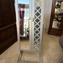 Freestanding Mirrored Jewelry Armoire