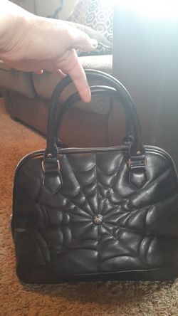 Huge All Black Spider Web Messenger Bag Excellent Condition