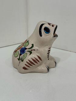 Vintage Ceramic Mexican Frog Sculpture