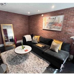 Wide Soft Grey Couch 