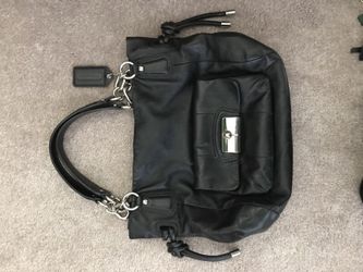 Black leather Coach hand bag