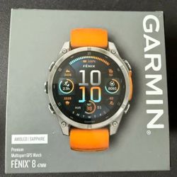 Garmin Fenix 8 [NIB] Titanium with Spark Orange wristband