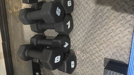 Neoprene Dumbbell Set 6, 7, and 8 lb Pairs