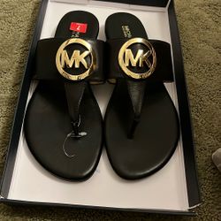 Michael Kors Black Leather Sandals Size 7 New