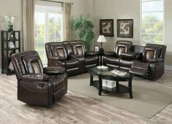 SPECIAL OFFER!!! 3PC TWO-TONED BROWN RECLINING SET
