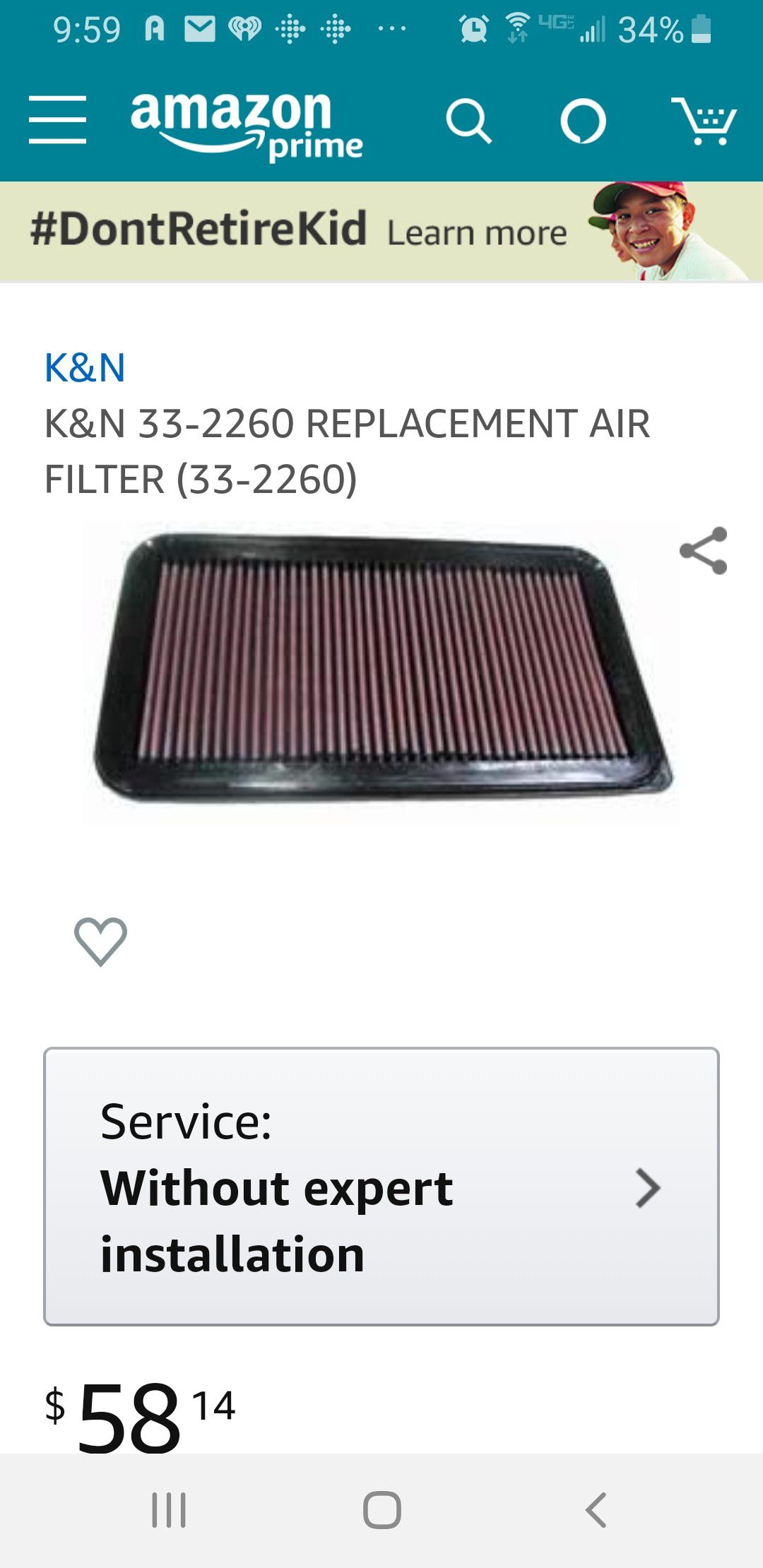 Camry K&N air filter