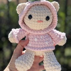 Strawberry 🍓 Hoodie Bear 🐻 Handmade 🧶 Crochet 🧶 Plushie 