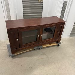 TV Stand w/ Glass Doors & Storage Shelves