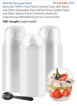 100-Pack Clear Plastic Dessert Cups with Dome Lids