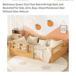 Full-size Montessori floor bed and memory foam mattress