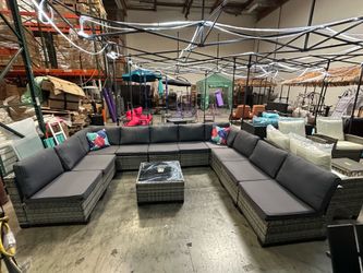 New 11 pcs Wicker Patio Furniture Sectional Sofa Set