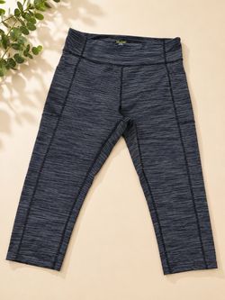 Tek Gear Women’s Capri Workout Leggings XXL Black Gray Stripe