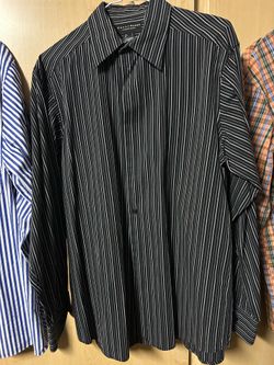 Classy Men’s Black/Silver Striped Claiborne Shirt, Large