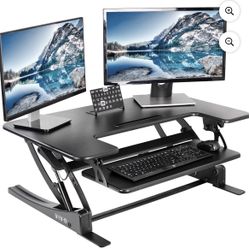 VIVO Height Adjustable Standing Desk Monitor Riser Tabletop Sit to Stand