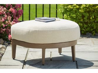 Serene Bay Dark Brown/White Ottoman with Cushion