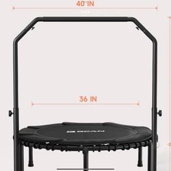 BCAN 450/550 LBS Foldable Mini Trampoline, 40"/48" Fitness Trampoline with Bungees, U Shape Adjustable Foam Handle, Stable & Quiet Exercise Rebounder 