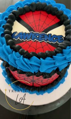 Spider Mask custom birthday cake - edible images themed