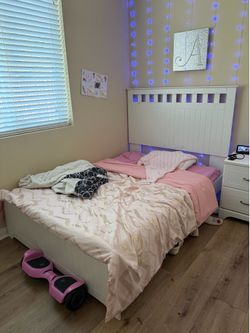 Full size bed, dresser, and nightstand
