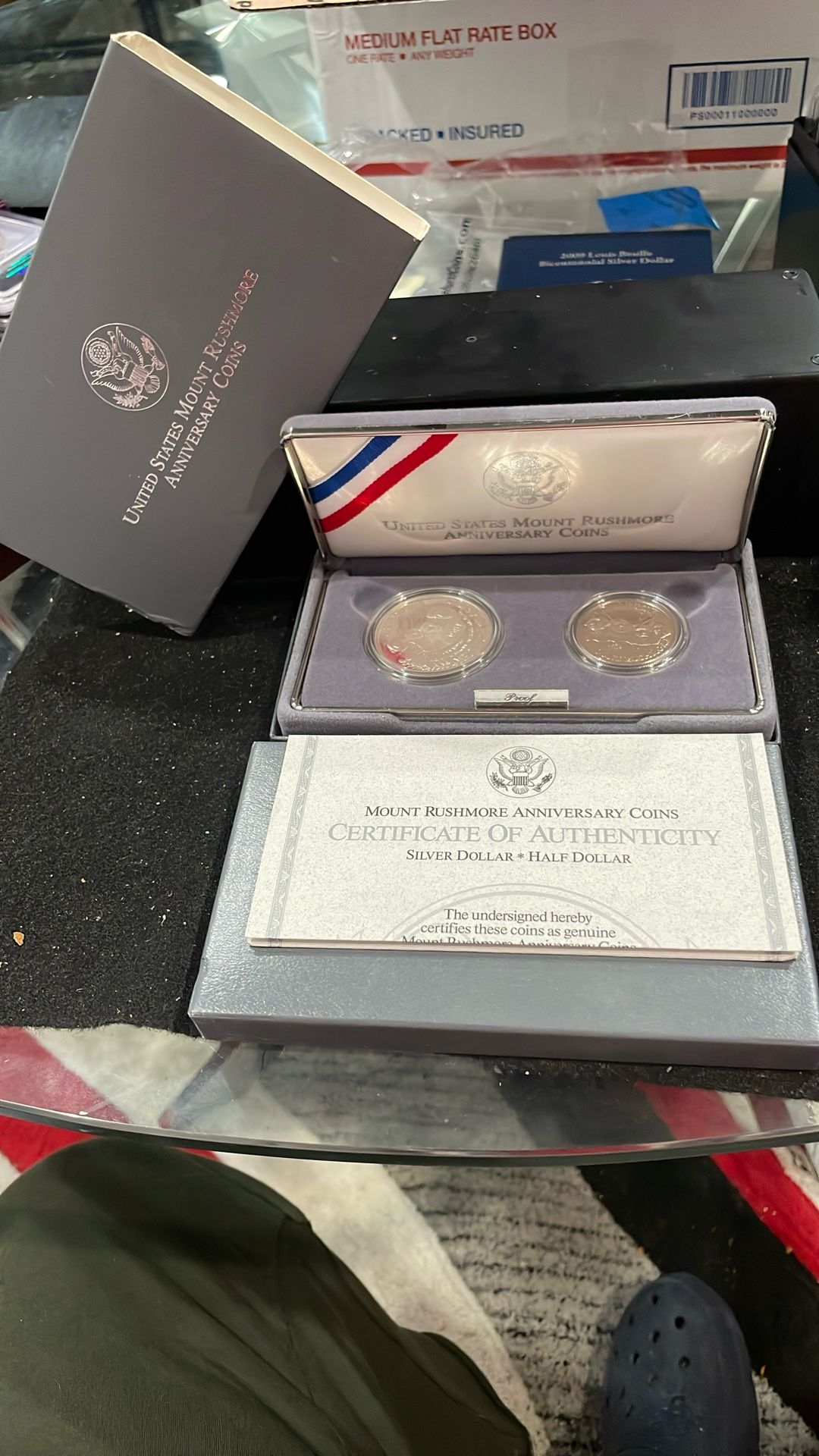 1991 S Gem Proof Mount Rushmore Silver Dollar And Clad Half Dollar In OGP With COA