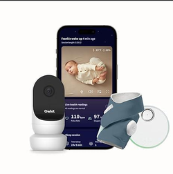 Owlet Dream Duo (Gen 2) Smart Baby Monitor Bundle – HD Video Camera + Wearable Sock Tracks Baby’s