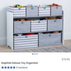 New Baby Gap Grey & White 9 Bin Kids Toy Organizer 