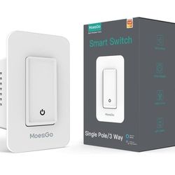 MoesGo 3 Way WiFi Smart Light Switch Neutral Wire Needed, 2.4GHz Wi-Fi Light Switch, Compatible with Alexa and Google Home, Control from Anywhere