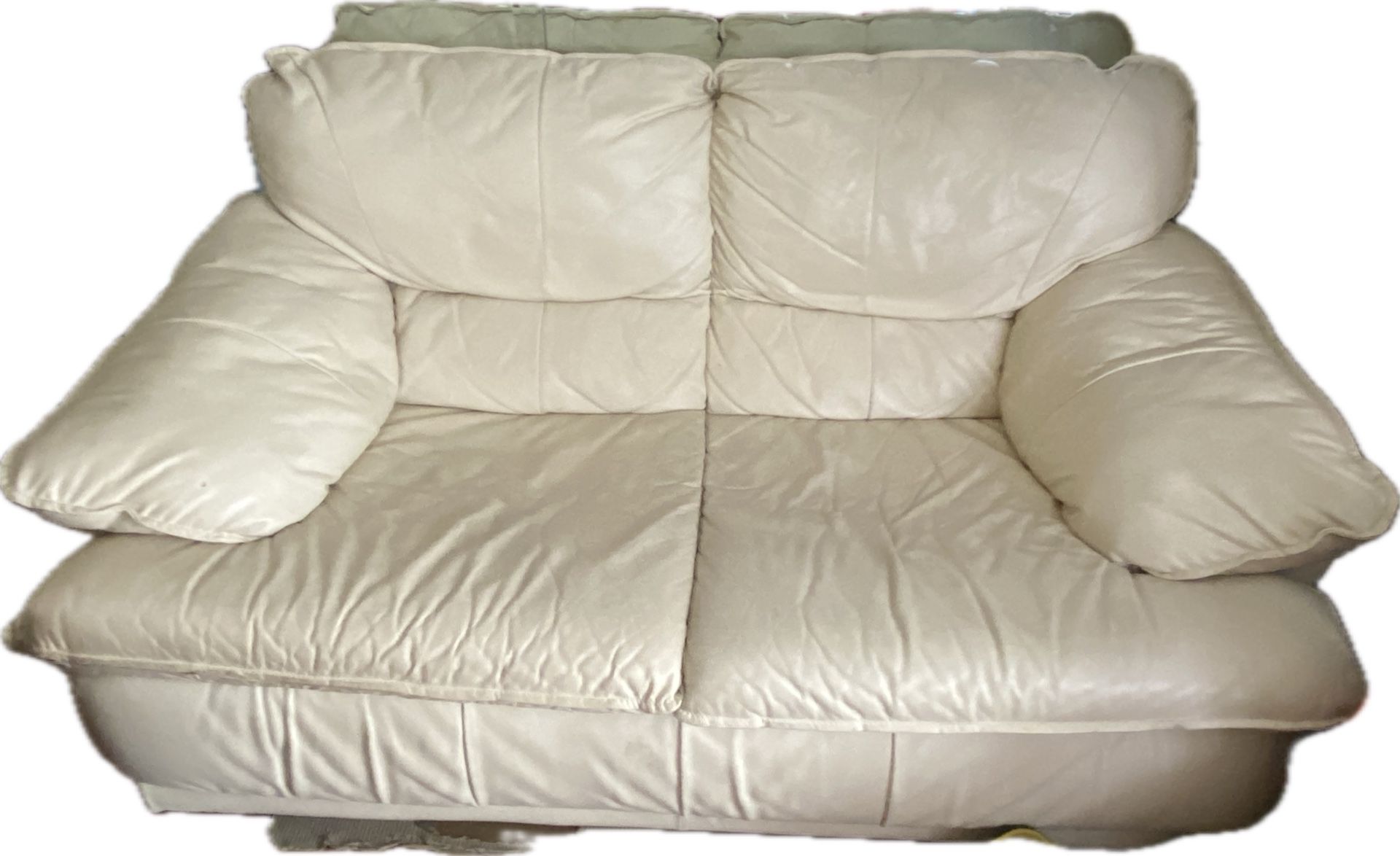 White Leather Couch. 