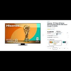 75” Hisense U8 Google TV