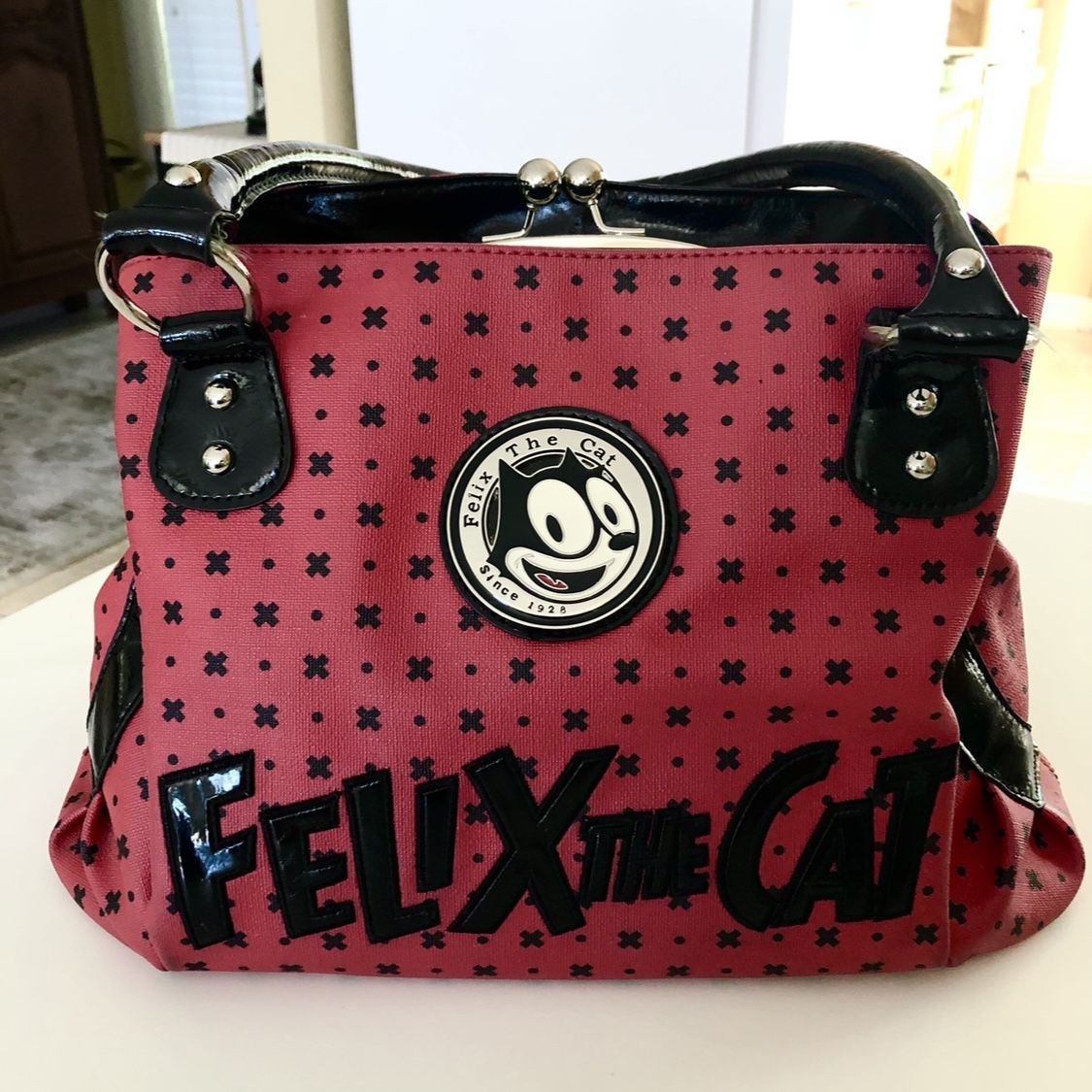 Felix The Cat Large Black Faux Leather Red And Black RARE! for