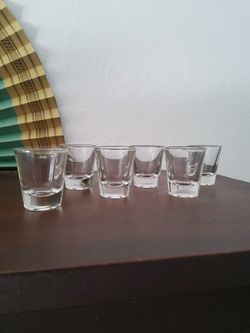 6 Vintage Heavy Bottom Shot Glasses