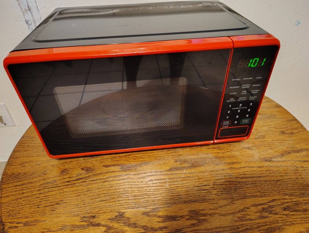 microwave and table