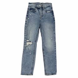 Old Navy Womens 00 Sky Hi Straight Jeans High Rise Light Paradiso Distressed