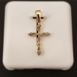 10kt Gold Diamond Cross Pendant 
