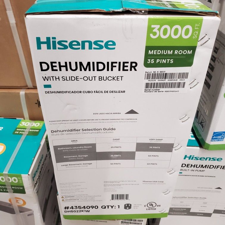 35-pint Hisense Dehumidifier New In Box